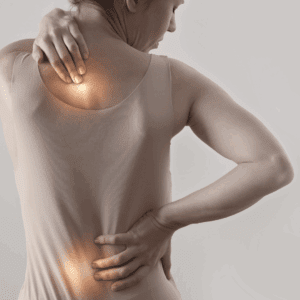 Back pain visible on woman